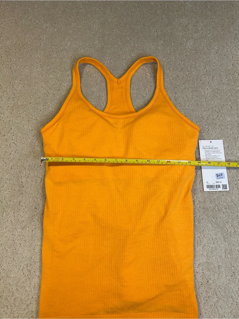 NWT Lululemon Ebb to Street Tank Top Citrus Sizzle - Size 10